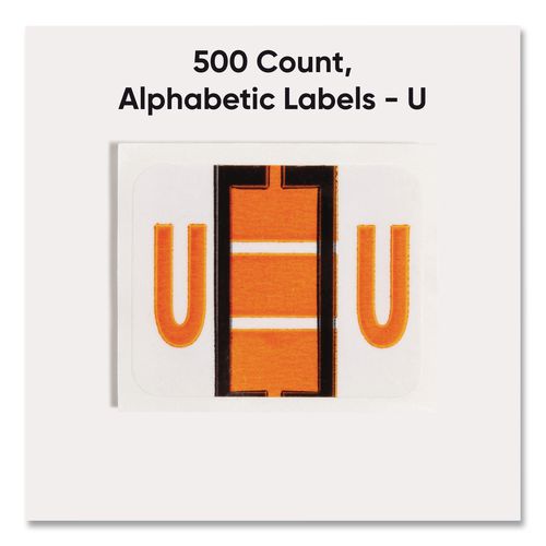 Image of Smead 67091 A-Z Color-Coded End Tab Filing Labels, U, 1 X 1.25, White, 500/roll