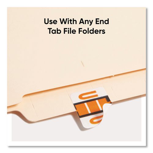 Image of Smead 67091 A-Z Color-Coded End Tab Filing Labels, U, 1 X 1.25, White, 500/roll