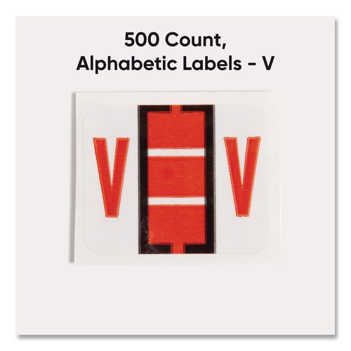 Image of Smead 67092 A-Z Color-Coded End Tab Filing Labels, V, 1 X 1.25, White, 500/roll