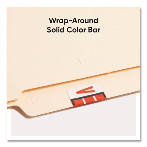 Image of Smead 67092 A-Z Color-Coded End Tab Filing Labels, V, 1 X 1.25, White, 500/roll