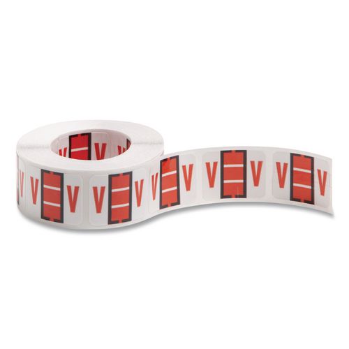Image of Smead 67092 A-Z Color-Coded End Tab Filing Labels, V, 1 X 1.25, White, 500/roll