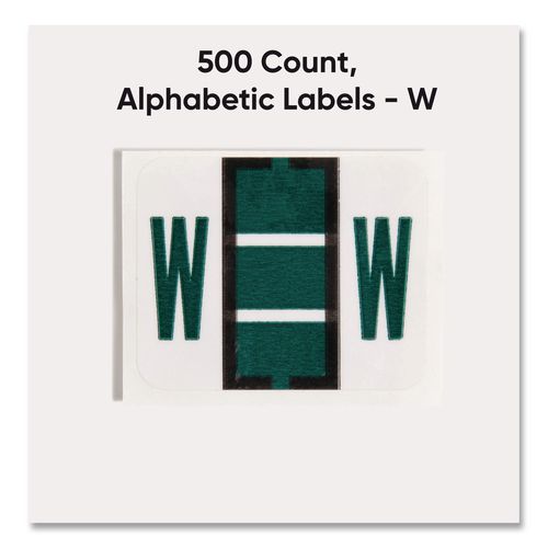 Image of Smead 67093 A-Z Color-Coded End Tab Filing Labels, W, 1 X 1.25, White, 500/roll