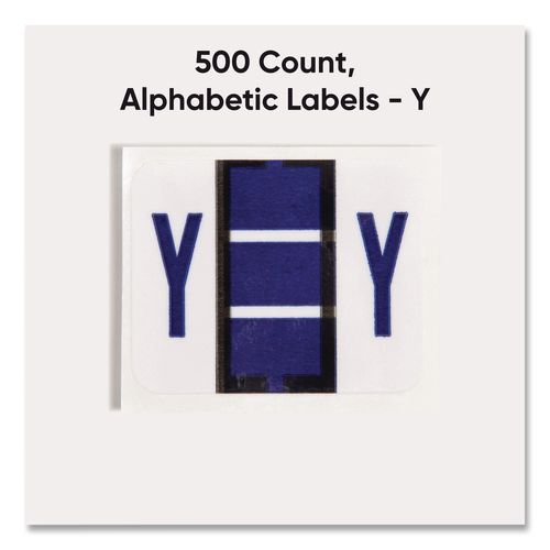 Image of Smead 67095 A-Z Color-Coded End Tab Filing Labels, Y, 1 X 1.25, White, 500/roll