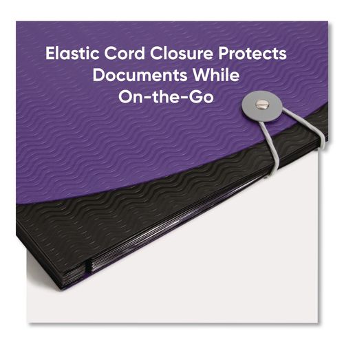 Image of Smead 70862 12-Pocket Poly Expanding File, 0.88" Expansion, 12 Sections, Cord/Hook Closure, 1/6-Cut Tabs, Letter Size, Black/Purple