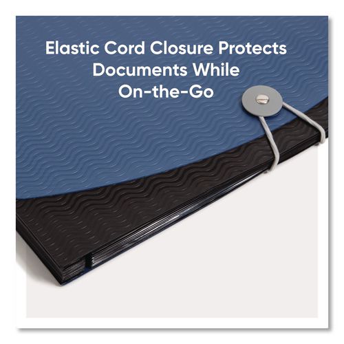 Image of Smead 70863 12-Pocket Poly Expanding File, 0.88" Expansion, 12 Sections, Cord/Hook Closure, 1/6-Cut Tabs, Letter Size, Black/Blue
