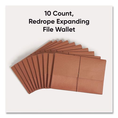 Image of Smead Redrope Expanding Wallet With Elastic Cord, 5.25" Expansion, 1 Section, Elastic Cord Closure, Legal Size, Redrope, 10/Box
