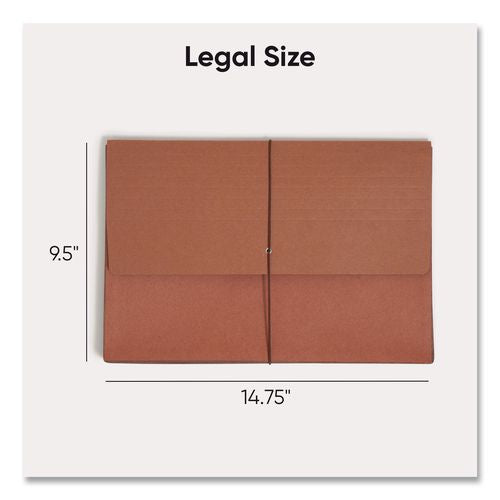 Image of Smead Redrope Expanding Wallet With Elastic Cord, 5.25" Expansion, 1 Section, Elastic Cord Closure, Legal Size, Redrope, 10/Box