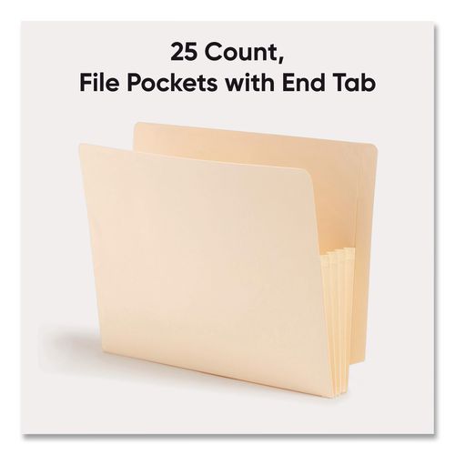 Image of Smead Manila End Tab File Pockets, 3.5" Expansion, Letter Size, Manila, 25/box