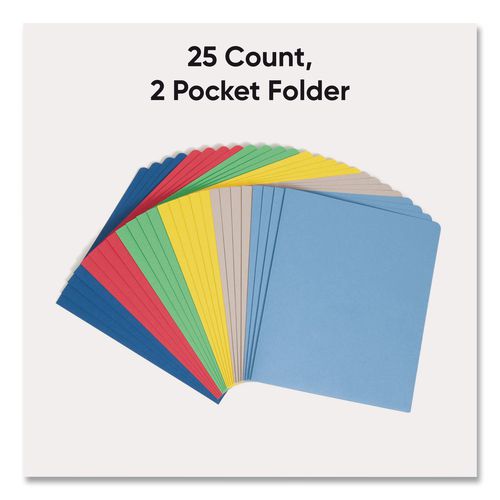 Image of Smead 87850 Two-Pocket Folders, Accommodates (100) 11 x 8.5 Sheets, Assorted Colors, 25/Box