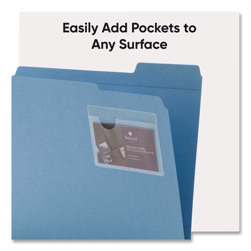 Image of Smead 68123 Self-Adhesive Poly Pockets, Top Load, 4.06 x 3, Clear, 100/Box
