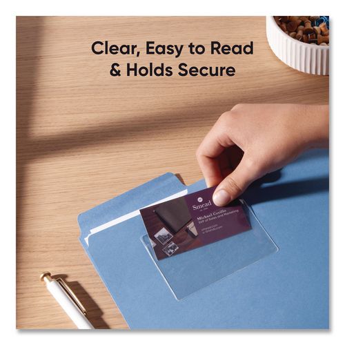 Image of Smead 68123 Self-Adhesive Poly Pockets, Top Load, 4.06 x 3, Clear, 100/Box