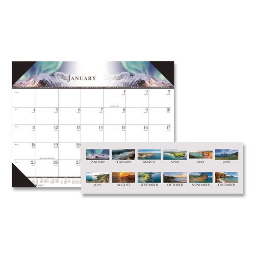 Image of House Of Doolittle 140 Recycled Full-Color Monthly Desk Pad Calendar, Nature Photography, 22 x 17, Black Binding/Corners,12-Month (Jan to Dec): 2025