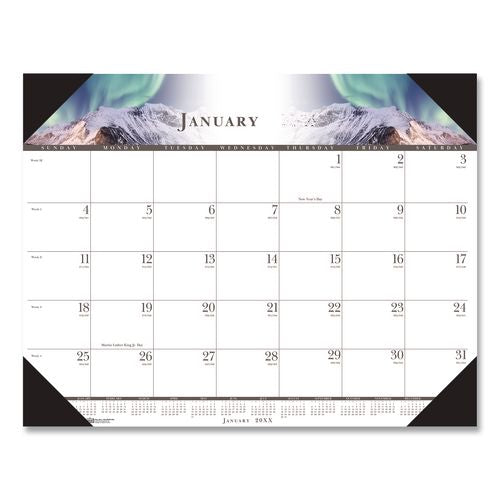 Image of House Of Doolittle 140 Recycled Full-Color Monthly Desk Pad Calendar, Nature Photography, 22 x 17, Black Binding/Corners,12-Month (Jan to Dec): 2025
