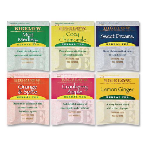 Image of Bigelow® RCB17578 Assorted Tea Packs, Six Flavors, 28/box, 168/carton