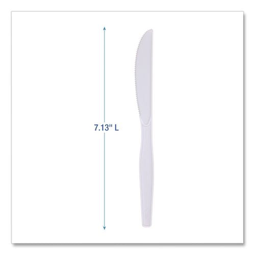 Image of Boardwalk® BWK KNIFEMWPS Mediumweight Polystyrene Cutlery, Knife, Plastic, White, 100/Box