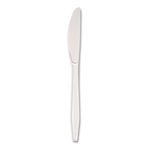 Image of Boardwalk® BWK KNIFEMWPS Mediumweight Polystyrene Cutlery, Knife, Plastic, White, 100/Box