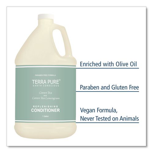 Image of Diversified Hospitality Solutions GAL02DBGC128 Terra Pure Conditioner Gallon, Green Tea Lemongrass Scent, 1 gal Bottle, 4/Carton