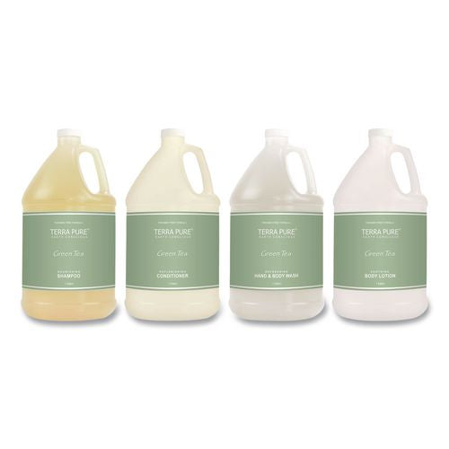 Image of Diversified Hospitality Solutions GAL02DBGC128 Terra Pure Conditioner Gallon, Green Tea Lemongrass Scent, 1 gal Bottle, 4/Carton