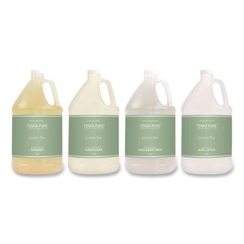 Image of Diversified Hospitality Solutions GAL04DBGW128 Terra Pure Body Wash Gallon, Green Tea Lemongrass, 1 gal Bottle, 4/Carton