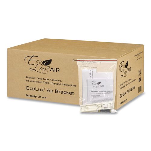 Image of Diversified Hospitality Solutions AIR01BR2 Single EcoLux Air Dispenser Bracket, For Ecolux Air Pump Dispenser Bottles, 1.19 x 0.44 x 5.69, White, 24/Carton