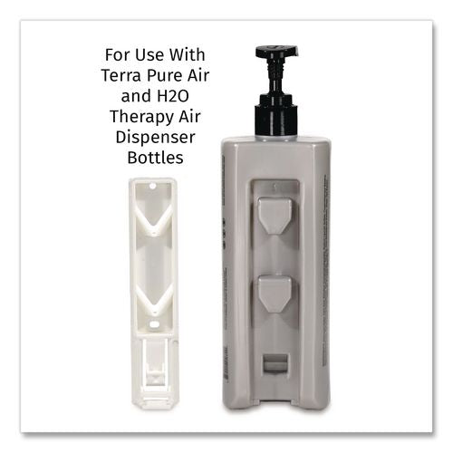 Image of Diversified Hospitality Solutions AIR01BR2 Single EcoLux Air Dispenser Bracket, For Ecolux Air Pump Dispenser Bottles, 1.19 x 0.44 x 5.69, White, 24/Carton