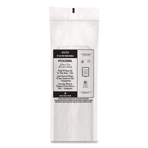 Image of Dart® PP2432BDL Dome Covers and Lids, For 24 oz to 32 oz Containers, 8.28" Diameter x 1.16"h, Clear, 300/Carton