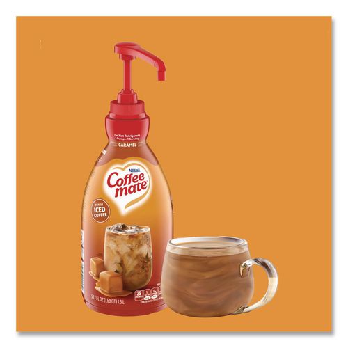 Image of Coffee mate® 12536266 Liquid Creamer Pump Bottle, Caramel, 50.7 oz Pump Bottle, 2/Carton
