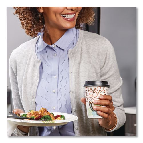 Image of Dixie® 5338CDWR PerfecTouch Hot Cups, Individually Wrapped, 8 oz, Paper, Coffee Haze Design, 50/Sleeve, 20 Sleeves/Carton