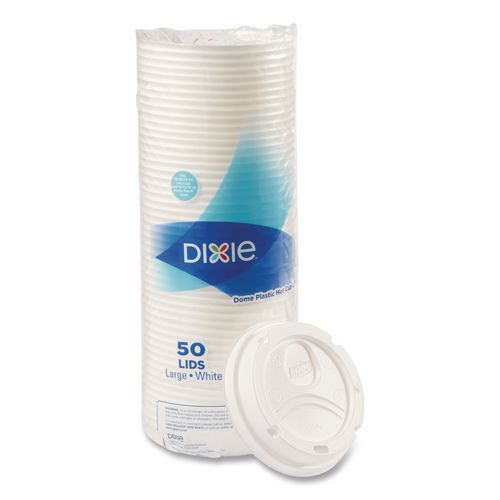 Image of Dixie® D9542 Dome Drink-Thru Lids, Fits 10 oz to 20 oz Dixie Hot Cups, Plastic, White, 100/Pack
