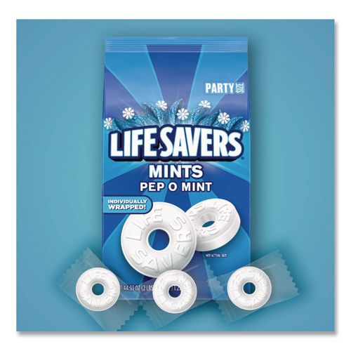Image of LifeSavers® MMM29056 Hard Candy Mints, Pep-O-Mint, 44.93 oz Bag