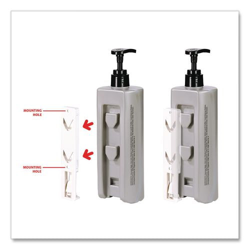 Image of Diversified Hospitality Solutions AIR01BR2 Single EcoLux Air Dispenser Bracket, For Ecolux Air Pump Dispenser Bottles, 1.19 x 0.44 x 5.69, White, 24/Carton