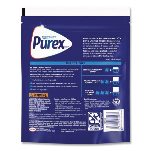 Image of Purex® 24200 05524 4-in-1 HE Laundry Detergent Pacs, 66 Pods/Bag, 4 Bags/Carton