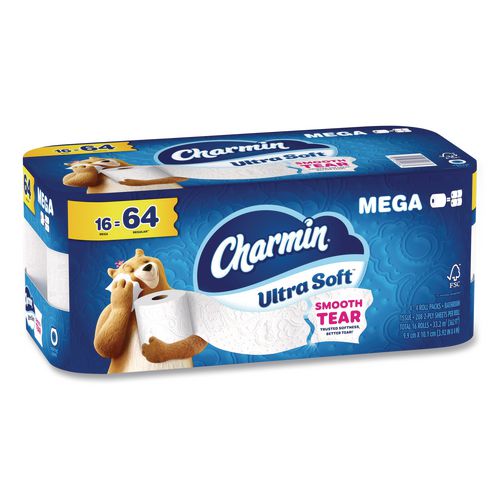 Image of Charmin® 80835941 Ultra Soft Bathroom Tissue, Septic Safe, 2-Ply, White, 208 Sheets/Roll, 16 Rolls/Carton