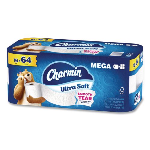Image of Charmin® 80835941 Ultra Soft Bathroom Tissue, Septic Safe, 2-Ply, White, 208 Sheets/Roll, 16 Rolls/Carton