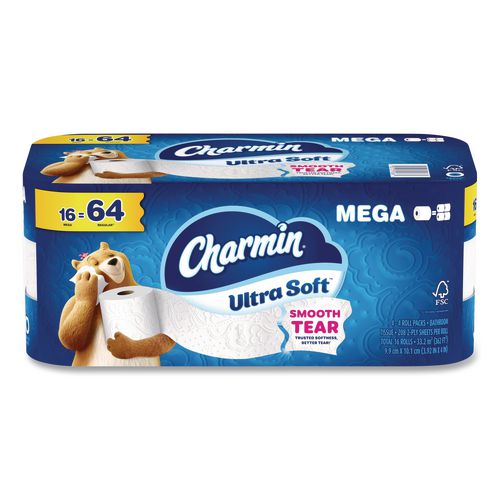 Image of Charmin® 80835941 Ultra Soft Bathroom Tissue, Septic Safe, 2-Ply, White, 208 Sheets/Roll, 16 Rolls/Carton