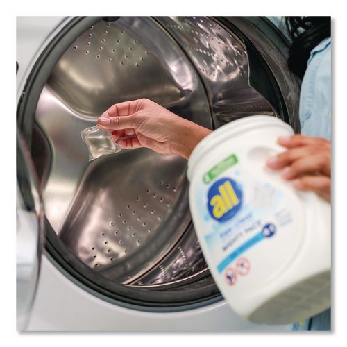 Image of all® 72613 46880 MIGHTY PACS Free Clear HE Laundry Detergent, 60 Pods/Tub, 4 Tubs/Carton