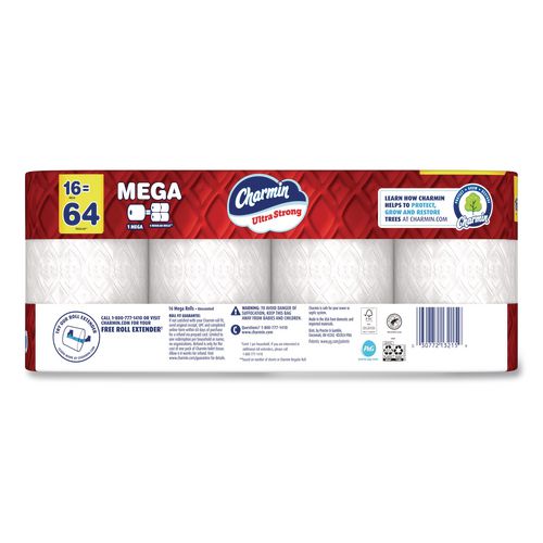 Image of Charmin® 80772596 Ultra Strong Bathroom Tissue, Mega Roll, Septic Safe, 2-Ply, White, 220 Sheets/Roll, 16 Rolls/Pack