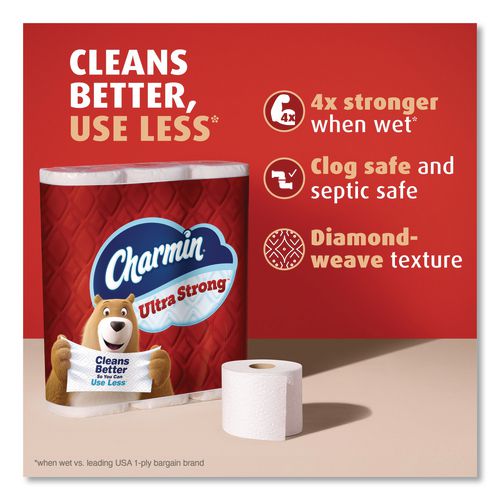 Image of Charmin® 80772596 Ultra Strong Bathroom Tissue, Mega Roll, Septic Safe, 2-Ply, White, 220 Sheets/Roll, 16 Rolls/Pack