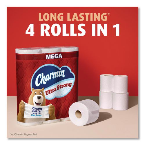 Image of Charmin® 80772596 Ultra Strong Bathroom Tissue, Mega Roll, Septic Safe, 2-Ply, White, 220 Sheets/Roll, 16 Rolls/Pack