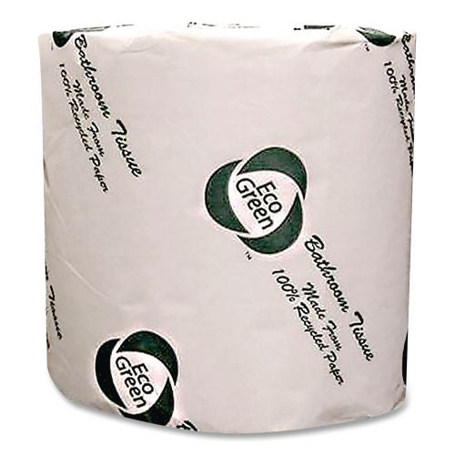 Image of Eco Green® EB8542 Recycled Two-Ply Standard Toilet Paper, Septic Safe, White, 4.25" Wide, 500 Sheets/Roll, 80 Rolls/Carton
