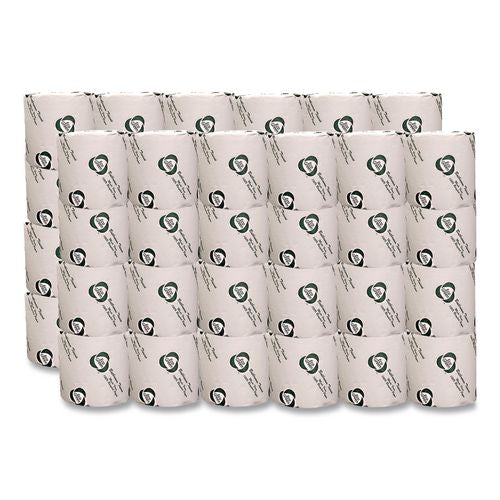 Image of Eco Green® EB8542 Recycled Two-Ply Standard Toilet Paper, Septic Safe, White, 4.25" Wide, 500 Sheets/Roll, 80 Rolls/Carton