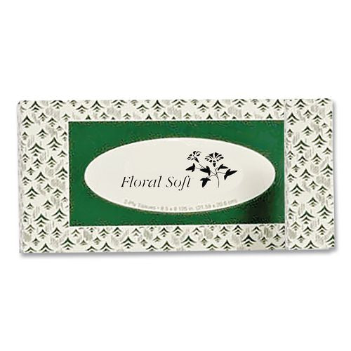 Image of Floral SoftÂ® White Facial Tissue, 2-Ply, 100 Sheets/Box, 30 Boxes/Carton