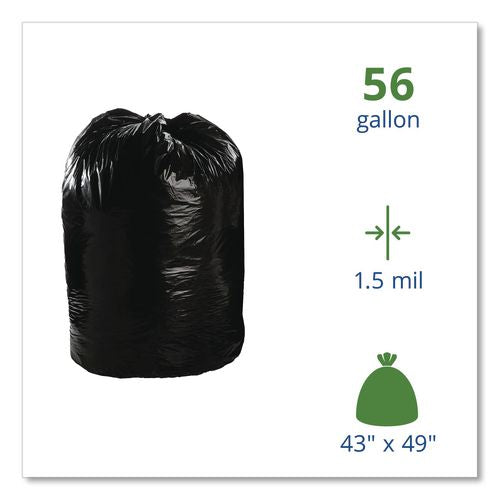 Image of Stout® by Envision T4349B15 Total Recycled Content Plastic Trash Bags, 56 gal, 1.5 mil, 43" x 49", Black/Brown, 100/Carton