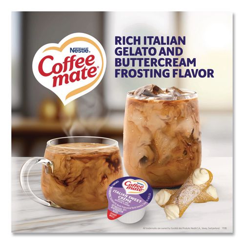 Image of Coffee mateÂ® Bulk Liquid Coffee Creamer, Italian Sweet Cream, 0.38 oz Mini Cups, 180/Carton