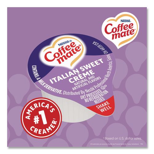 Image of Coffee mateÂ® Bulk Liquid Coffee Creamer, Italian Sweet Cream, 0.38 oz Mini Cups, 180/Carton