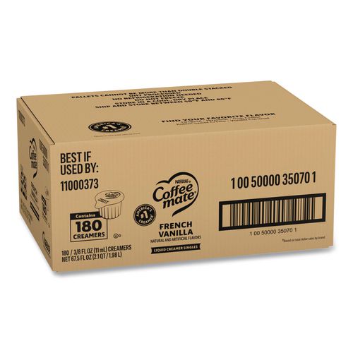 Image of Coffee mate® 11000373 Liquid Coffee Creamer, French Vanilla, 0.38 Oz Mini Cups, 180/carton