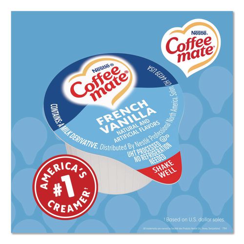 Image of Coffee mate® NES48978 Liquid Coffee Creamer, French Vanilla, 0.38 oz Mini Cups, 360/Carton