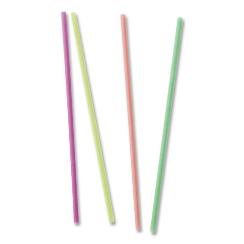 Image of Berkley Square AFK87437 Neon Sip Sticks, 5.5" Polypropylene, Assorted Colors, 1,000/Pack