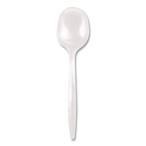 Image of Berkley Square BEPBS4000 Mediumweight Polypropylene Cutlery, Soup Spoon, Plastic, White, 1,000/Carton