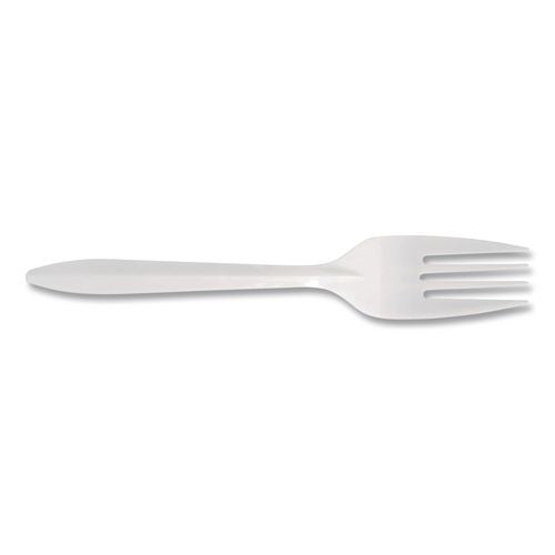Image of Berkley Square BEPBS2000 Mediumweight Polypropylene Cutlery, Fork, Plastic, White, 1,000/Carton